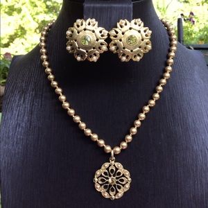 Mary McFadden Vintage Medallion Signed earrings, necklace set
